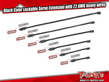 EA-045  Black Color Lockable Servo Extension with 22 AWG heavy wires 50/100/150/200/250/300mm 1pc.