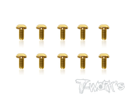 GSS-2505B 2.5mmx5mm Gold Plated Steel Button Head Screws(8pcs.)