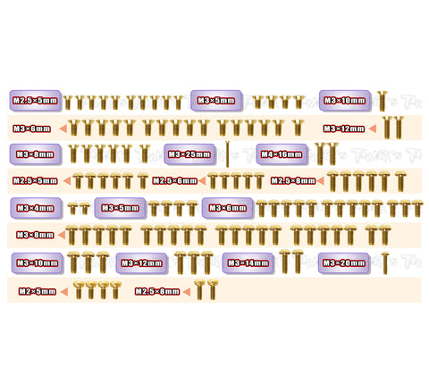 GSS-X1'25 Gold Plated Steel Screw Set 115pcs.( For Xray X1'25 )