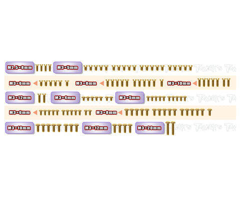 GSS-X4F'26 Gold Plated Steel Screw Set 109pcs. ( For Xray X4F'26 )