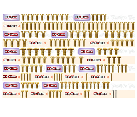 GSS-XB8E'24 Gold Plated Steel Screw Set 149pcs.( For Xray XB8E'24 )