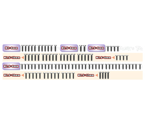 TSSU-14B   64 Titanium Screw set ( UFO Head ) 95pcs. ( For Team Associated Reflex 14B )