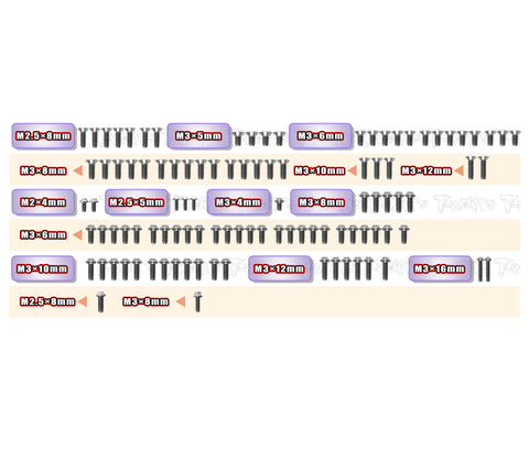 TSSU-FT9   64 Titanium Screw set ( UFO Head ) 103pcs. ( For Schumacher FT9 )
