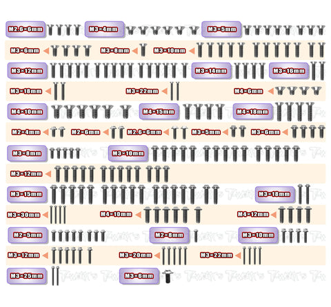 TSSU-MP11    64 Titanium Screw set ( UFO Head ) 188pcs. ( For Kyosho MP11 )