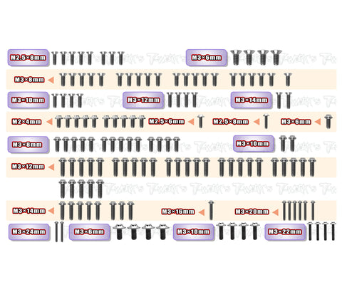 TSSU-RC10B84 64 Titanium Screw set ( UFO Head ) 131pcs. ( For Team Associated RC10 B84/ B84D )