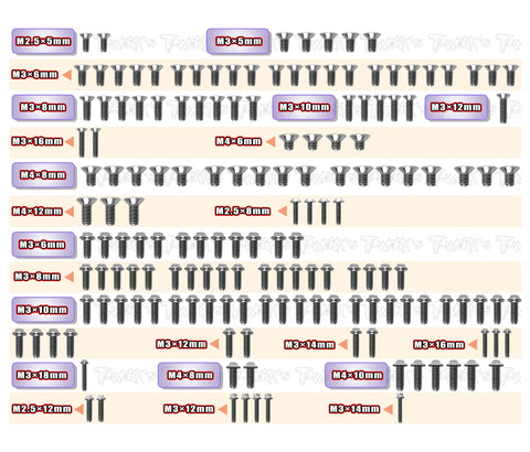TSSU-RX8'26	64 Titanium Screw set ( UFO Head ) 160pcs. ( For Xray RX8'26 )