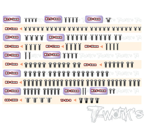 TSSU-X4'26-G 64 Titanium Screw set ( UFO Head ) 157pcs. ( For Xray X4'26 Graphite-Spec Car)