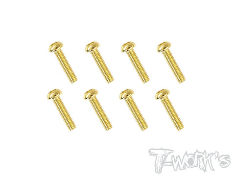 GSS-2510B 2.5mmx10mm Gold Plated Steel Button Head Screws(8pcs.)
