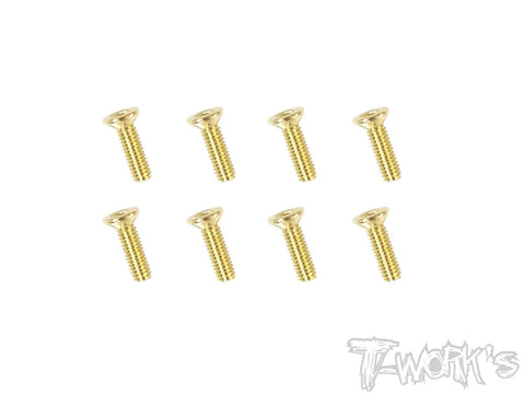 GSS-2510C 2.5mmx10mm Gold Plated Steel Hex. Countersink Screws(8pcs.)