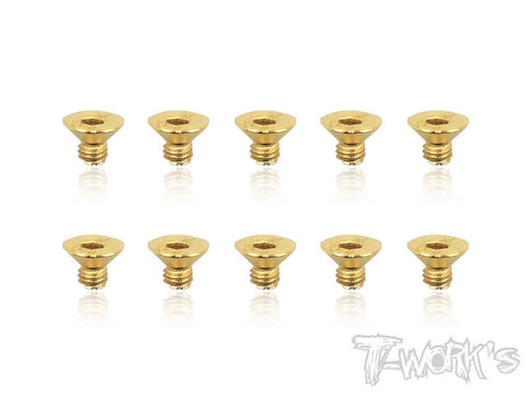 GSS-304C 3mmx4mm Gold Plated Hex. Countersink Steel Screws(10pcs.)