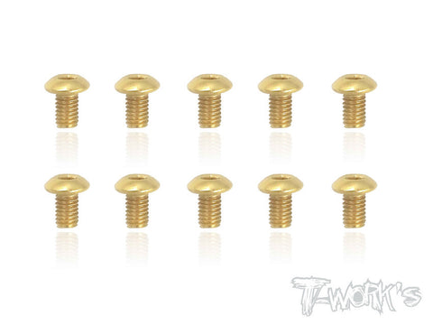 GSS-305B 3mmx5mm Gold Plated Button Head Steel Screws(10pcs.)