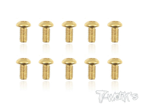 GSS-306B 3mmx6mm Gold Plated Button Head Steel Screws(10pcs.)