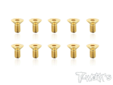 GSS-306C 3mmx6mm Gold Plated Hex. Countersink Steel Screws(10pcs.)