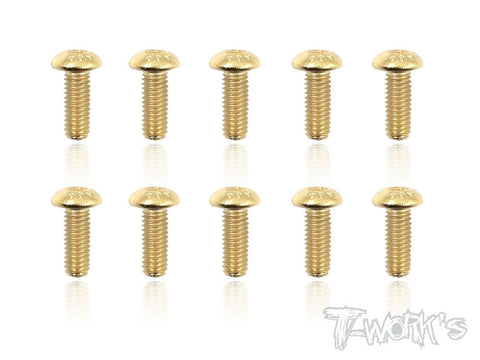 GSS-308B 3mmx8mm Gold Plated Button Head Steel Screws(10pcs.)