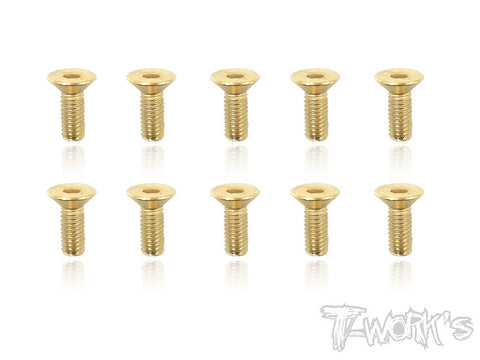 GSS-308C 3mmx8mm Gold Plated Hex. Countersink Steel Screws(10pcs.)