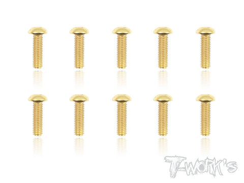 GSS-310B 3mmx10mm Gold Plated Button Head Steel Screws(10pcs.)