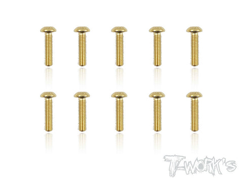 GSS-312B 3mmx12mm Gold Plated Button Head Steel Screws(10pcs.)