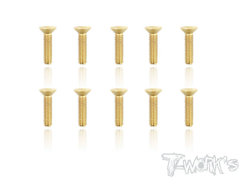 GSS-312C 3mmx12mm Gold Plated Hex. Countersink Steel Screws(10pcs.)