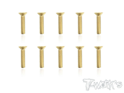 GSS-314C 3mmx14mm Gold Plated Hex. Countersink Steel Screws(10pcs.)