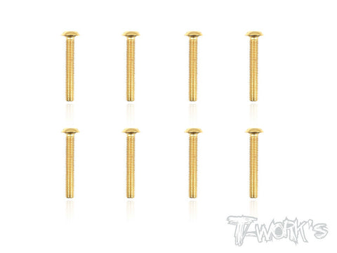 GSS-318B 3mmx18mm Gold Plated Button Head Steel Screws(8pcs.)