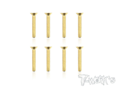 GSS-318C 3mmx18mm Gold Plated Hex. Countersink Steel Screws(8pcs.)