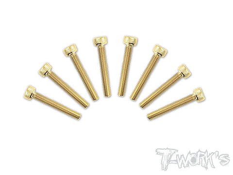 GSS-320H 3mmx20mm Gold Plated Hex. Socket Head Steel Screws(8pcs.)