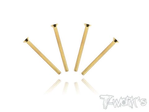 GSS-335C 3mmx35mm Gold Plated Hex. Countersink Steel Screws(4pcs.)
