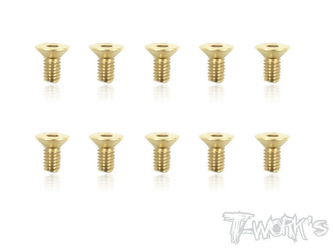 GSS-408C 4mmx8mm Gold Plated Hex. Countersink Steel Screws(10pcs.)