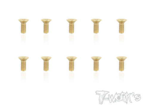 GSS-410C 4mmx10mm Gold Plated Hex. Countersink Steel Screws(10pcs.)