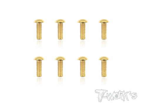 GSS-412B 4mmx12mm Gold Plated Button Head Steel Screws(8pcs.)