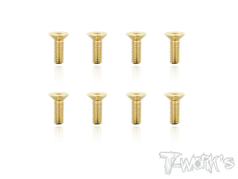 GSS-412C 4mmx12mm Gold Plated Hex. Countersink Steel Screws(8pcs.)