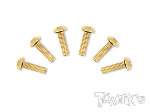 GSS-414B 4mmx14mm Gold Plated Button Head Steel Screws(6pcs.)