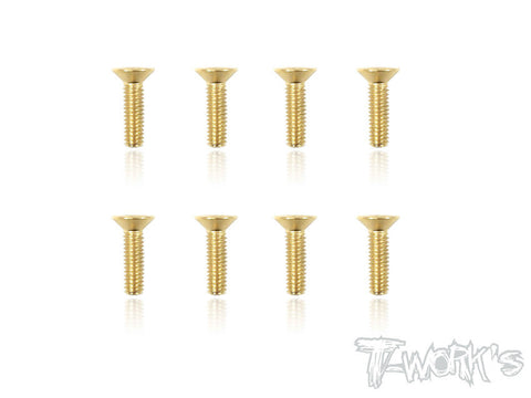 GSS-414C 4mmx14mm Gold Plated Hex. Countersink Steel Screws(8pcs.)