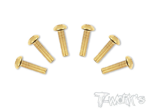 GSS-416B 4mmx16mm Gold Plated Button Head Steel Screws(6pcs.)