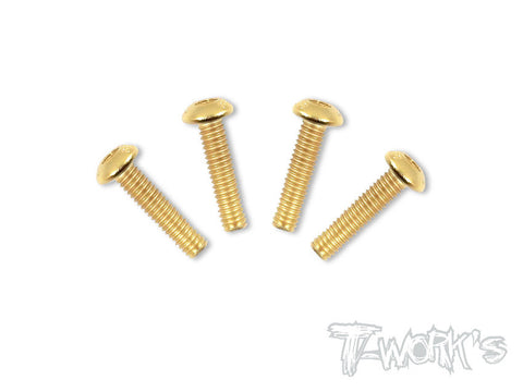 GSS-418B 4mmx18mm Gold Plated Button Head Steel Screws(4pcs.)