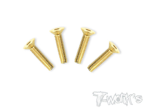 GSS-418C 4mmx18mm Gold Plated Hex. Countersink Steel Screws(4pcs.)