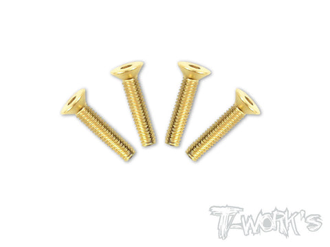 GSS-420C 4mmx20mm Gold Plated Hex. Countersink Steel Screws(4pcs.)