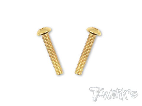 GSS-422B 4mmx22mm Gold Plated Button Head Steel Screws(2pcs.)
