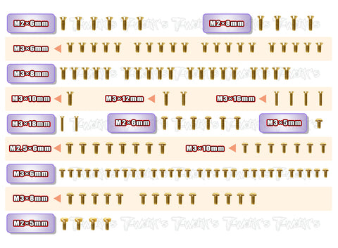 GSS-BD11 Gold Plated Steel Screw Set 128pcs. ( For Yokomo BD11 )