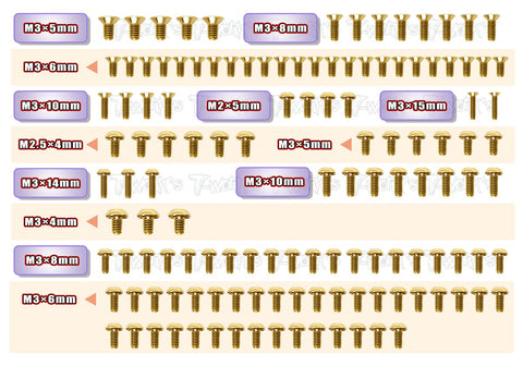 GSS-IF14-2F Gold Plated Steel Screw Set 128pcs. ( For INFINITY IF14-2F )