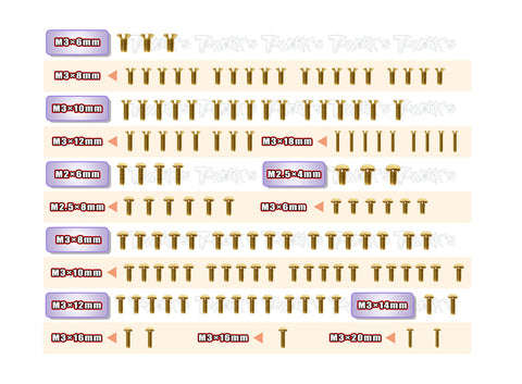 GSS-S14-4C Gold Plated Steel Screw Set 133pcs. ( For Sworkz S14-4C )