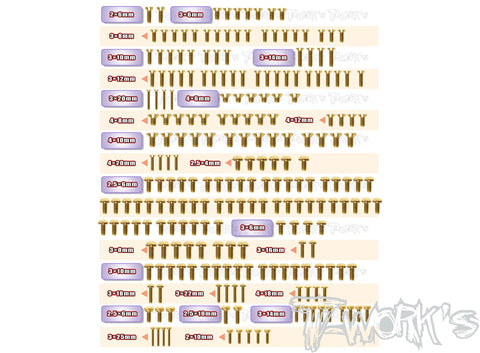 GSS-SRX8GT'23 Gold Plated Steel Screw Set 239pcs. ( For Serpent SRX8 GT 2023 )