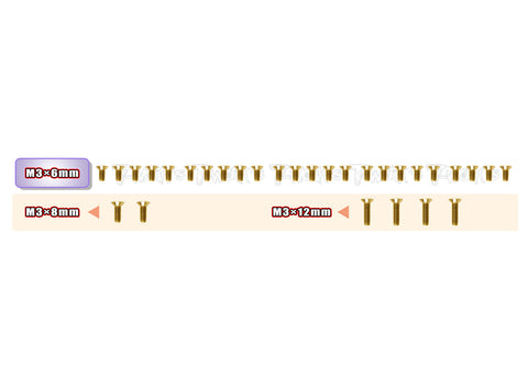 GSS-X20'23-B Gold Plated Steel Screw Set( Bottom ) 30pcs. ( For Serpent X20 2023 )