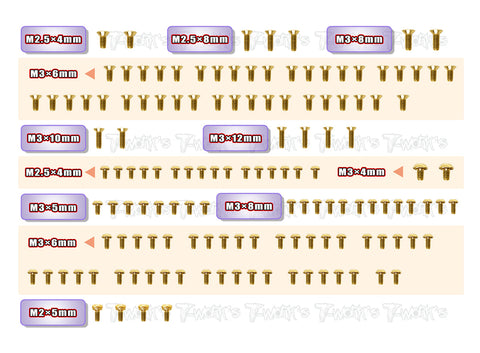 GSS-X20'23 Gold Plated Steel Screw Set 139pcs. ( For Serpent X20 2023 )