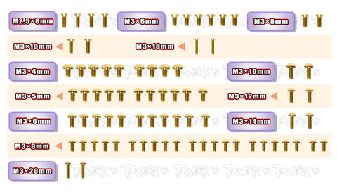 GSS-X4'23-T Gold Plated Steel Upper Deck Screw set 77pcs.( For Xray X4 2023 )