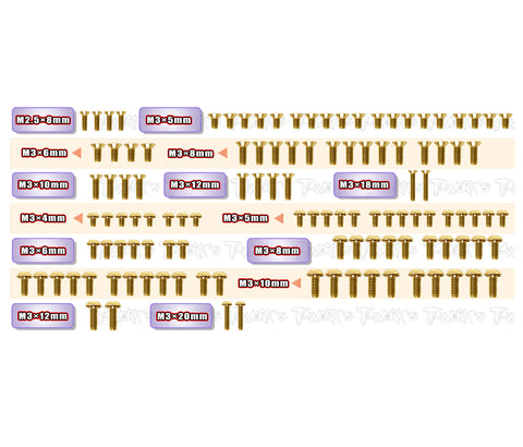 GSS-X4'24 Gold Plated Steel Screw Set 117pcs. ( For Xray X4 2024 )