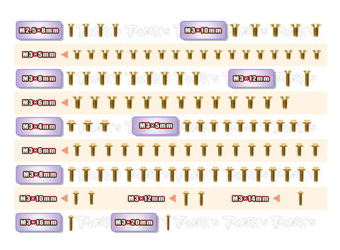 GSSU-X4F Gold Plated Steel UFO Screw Set 105pcs. ( For Xray X4F )