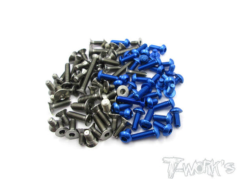 TASS-TC6.2 64 Titanium &7075-T6 Dark Blue Screw set 98pcs.For Team Associated TC6.2