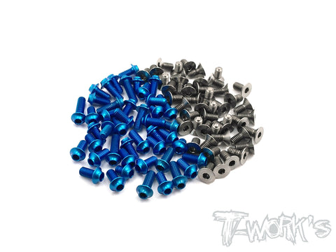 TASSU-BD7-15 64 Titanium &7075-T6(UFO Head) Dark Blue Screw set 84pcs.(Yokomo BD7 2015)