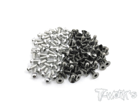 TASSU-T4-14 64 Titanium &7075-T6(UFO Head) Silver Screw set 95pcs.( For Xray T4 2014)